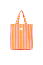Afbeelding in Gallery-weergave laden, Strandtas/totebag badstof - roze/oranje strepen