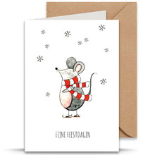Afbeelding in Gallery-weergave laden, Kerstkaart Muis - Juulz Illustrations - A6 met envelop