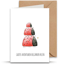 Afbeelding in Gallery-weergave laden, Wenskaart geboorte Lieveheersbeestje - Juulz Illustrations - A6 met envelop