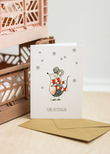 Afbeelding in Gallery-weergave laden, Kerstkaart Muis - Juulz Illustrations - A6 met envelop
