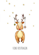 Afbeelding in Gallery-weergave laden, Kerstkaart Hert - Juulz Illustrations - A6 met envelop