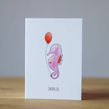 Afbeelding in Gallery-weergave laden, Wenskaart Zeepaardje Zwanger - Juulz Illustrations - A6 met envelop