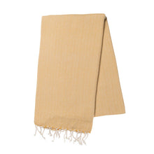 Afbeelding in Gallery-weergave laden, Hamamhanddoek / plaid handgeweven- geel met zigzag - Lalay