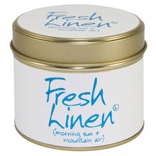 Afbeelding in Gallery-weergave laden, Kaars in blikje - Fresh Linen - Lily Flame