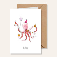 Wenskaart Inktvis Feest - Juulz Illustrations - A6 met envelop