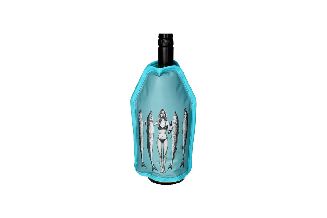 Koelsleeve voor wijnfles - vrouw met vissen - Gift Company
