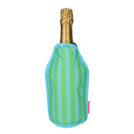 Koelsleeve voor wijnfles - strepen blauw groen  - Gift Company