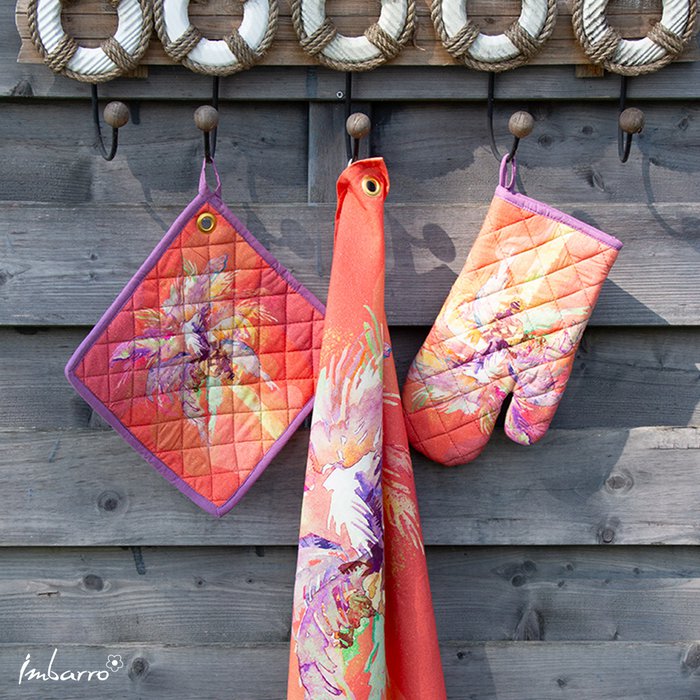 Keukentextiel Palmboom oranje set - Imbarro