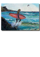 Wenskaart - rode surfplank - Waterkunst