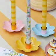 Kaarshouder emaille bloem - pastelkleur - set van 3 - Talking Tables