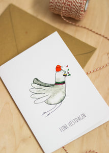 Kerstkaart Duif - Juulz Illustrations - A6 met envelop