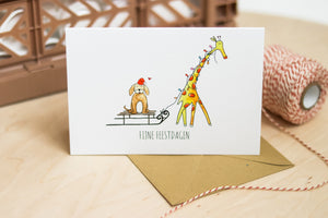 Kerstkaart Giraf - Juulz Illustrations - A6 met envelop