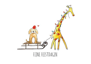 Kerstkaart Giraf - Juulz Illustrations - A6 met envelop