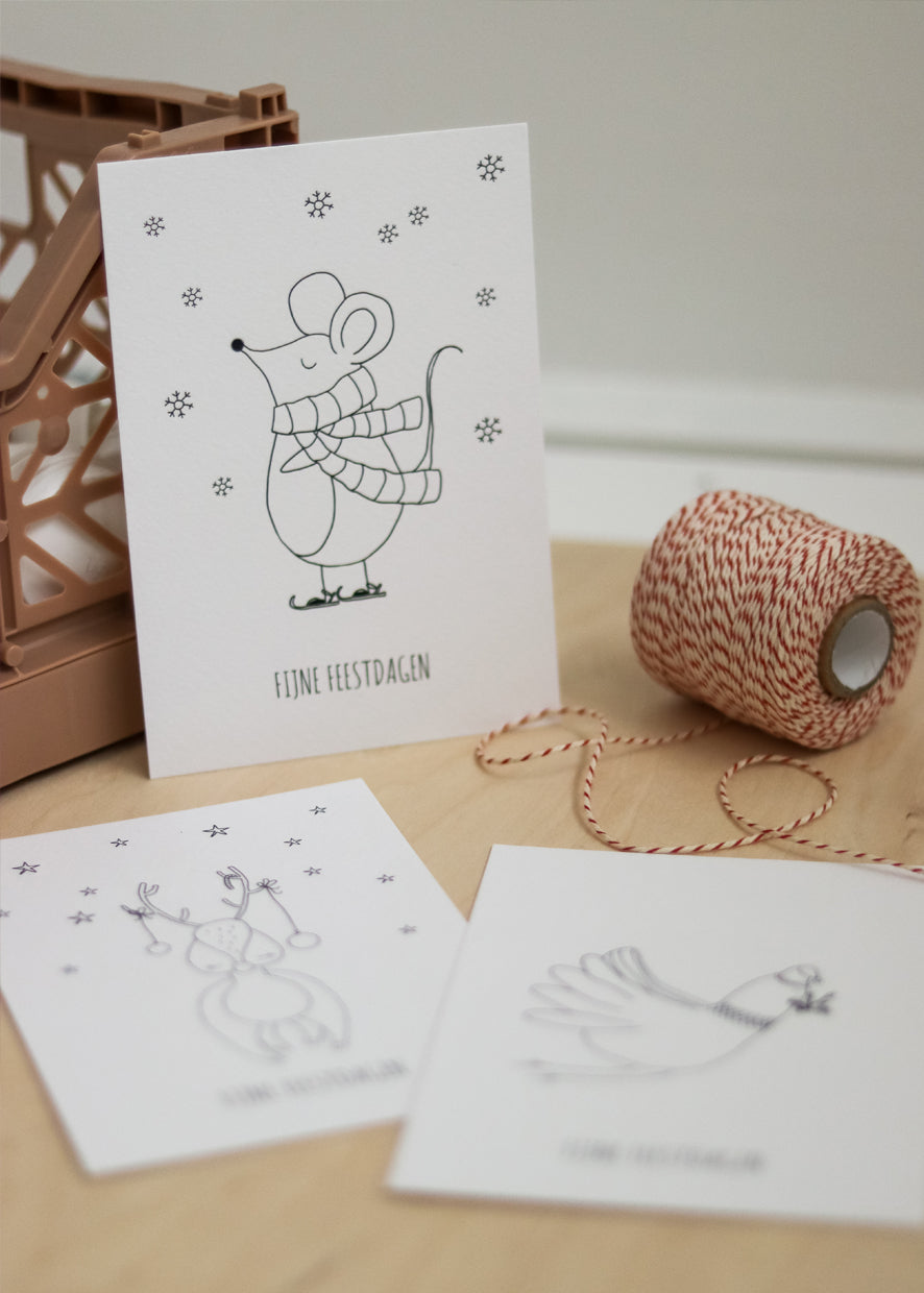 Kerstkleurkaarten set - Juulz Illustrations - A6 met envelop