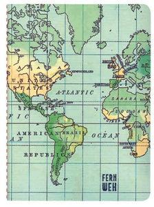 Notitieboekjes reizen, set van 3 - Fernweh - Wereldkaart