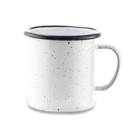 Emaille mok black spatter met oor - set van 2