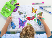 Afbeelding in Gallery-weergave laden, Placemat uitwasbaar met kleurstiften &amp; tasje - Vlinders - EATSLEEPDOODLE

