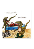 Kerstwenskaart vierkant Dino Velociraptors- Waterkunst